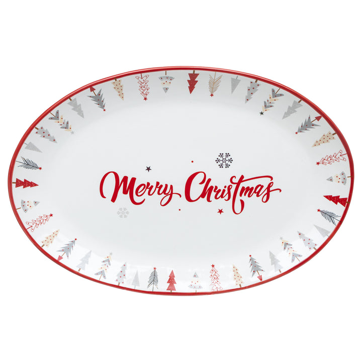 Festive Trees Oval Plate