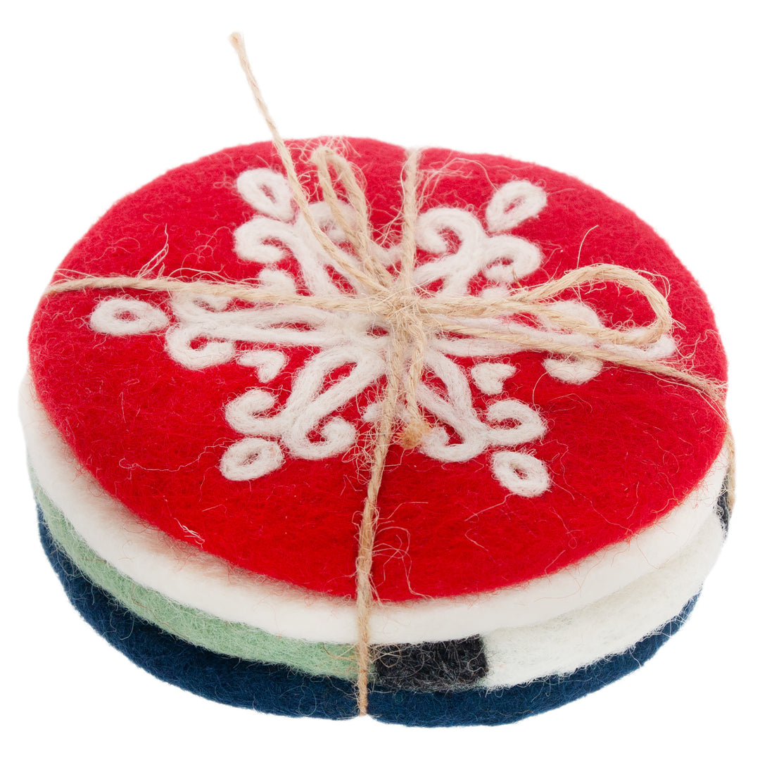 Festive Holiday Felted Coasters (Set of 4)