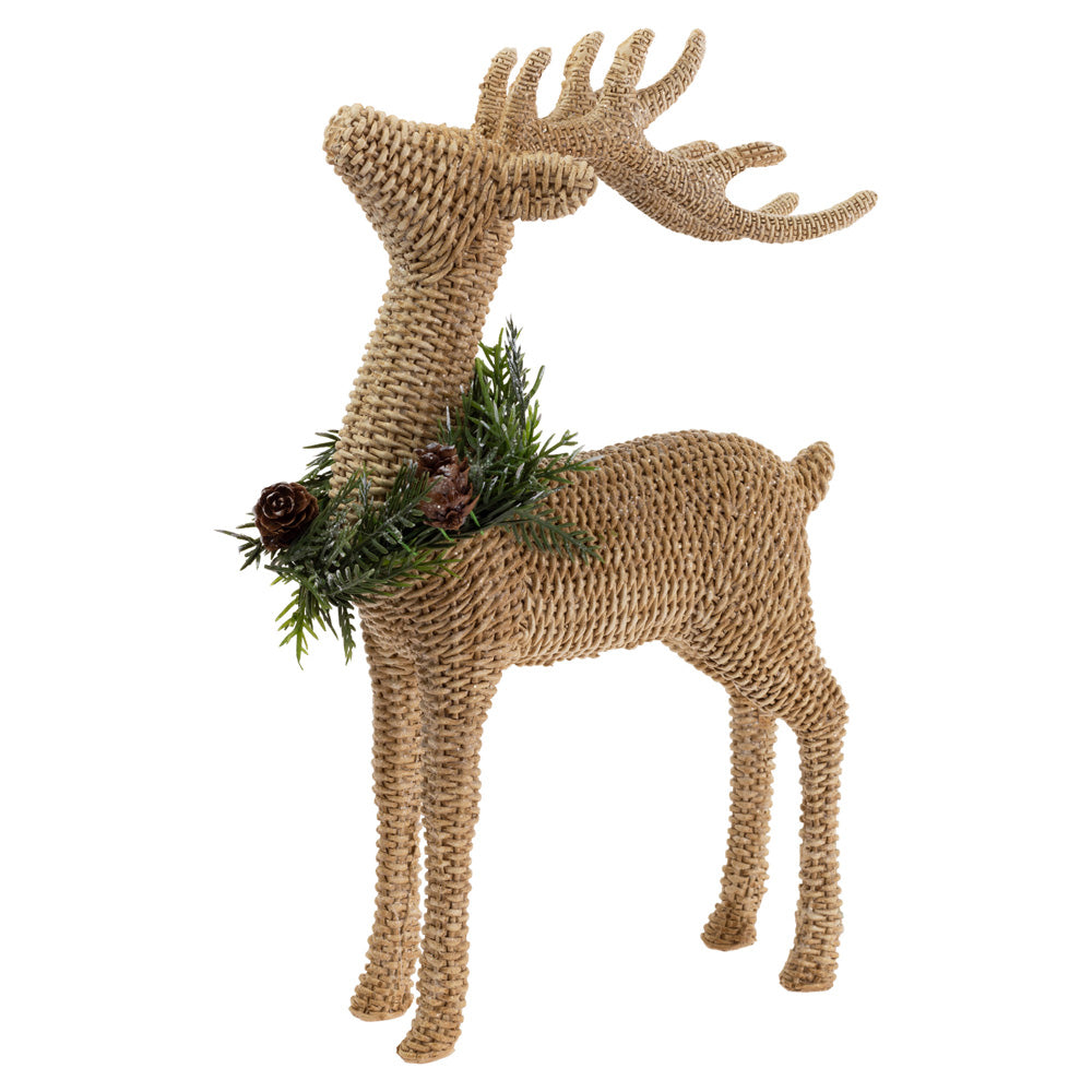 BASKET WEAVE STANDING DEER W WREATH