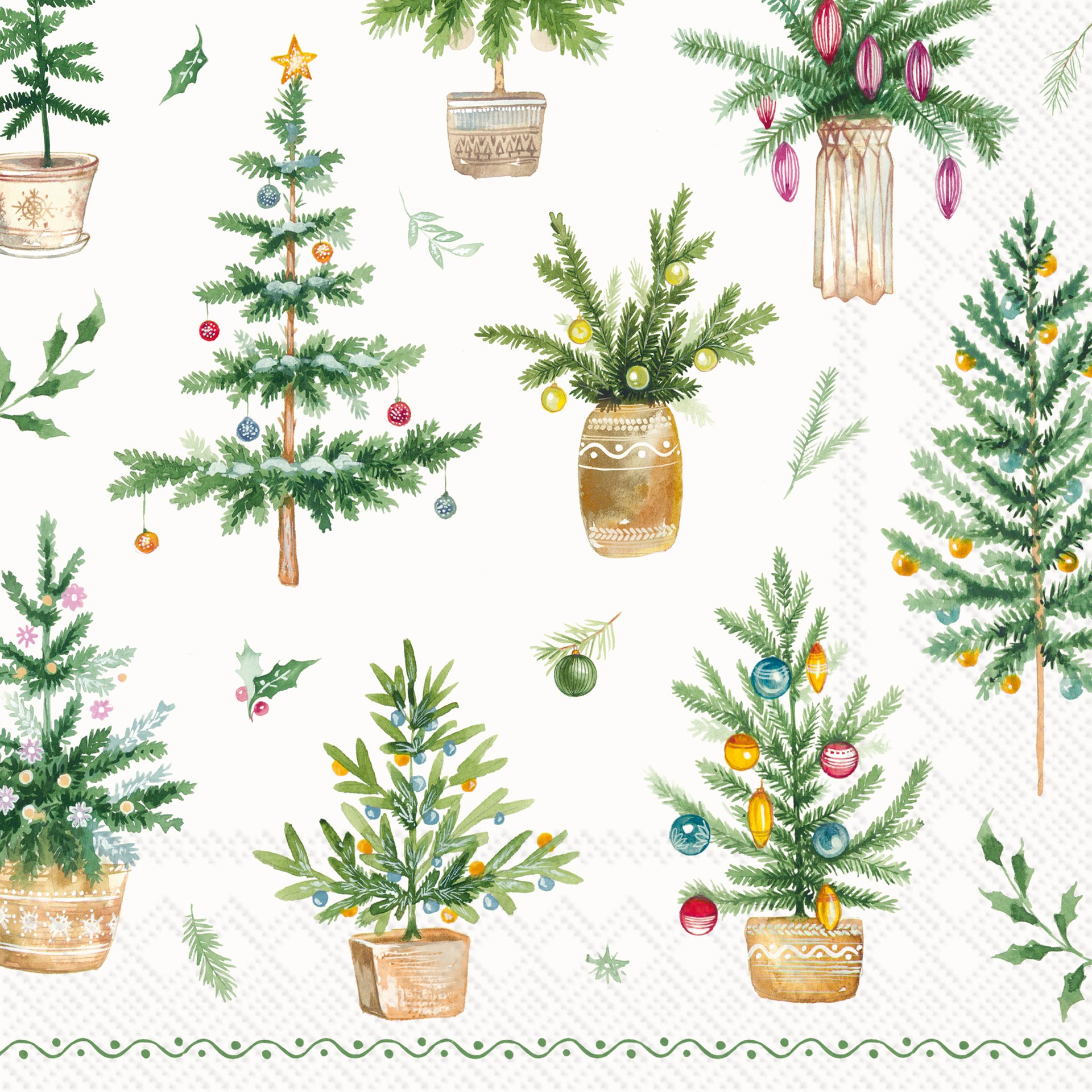 Festive Holidays Green Lunch Napkin