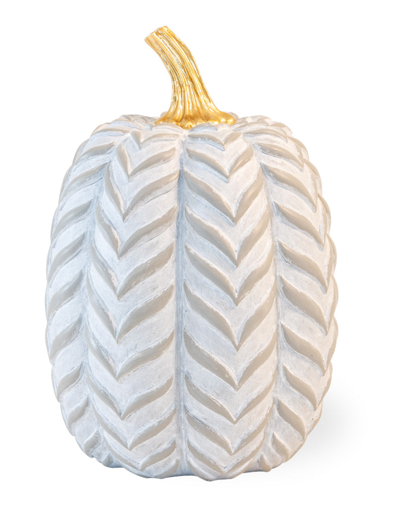 GRAY CHEVRON PUMPKIN  GOLD STEM