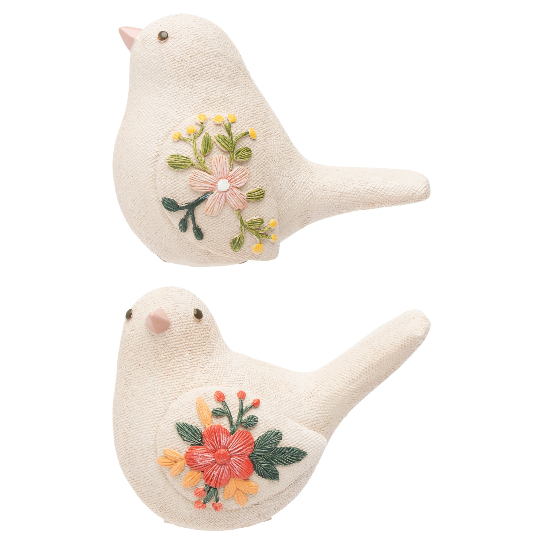 Floral Embossed Birds (Set of 2)