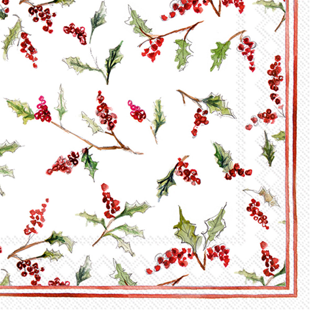 Christmas Ilex Berries Cocktail Napkin