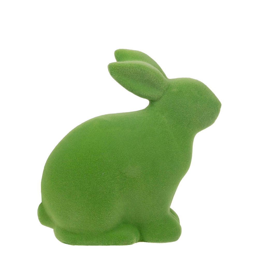 Green Flocked Bunny Sitting