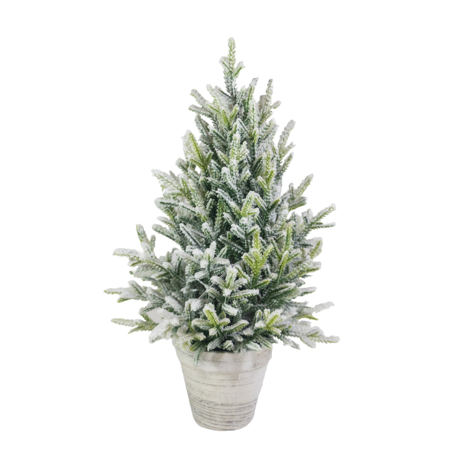 Flocked Tree In White Planter Large