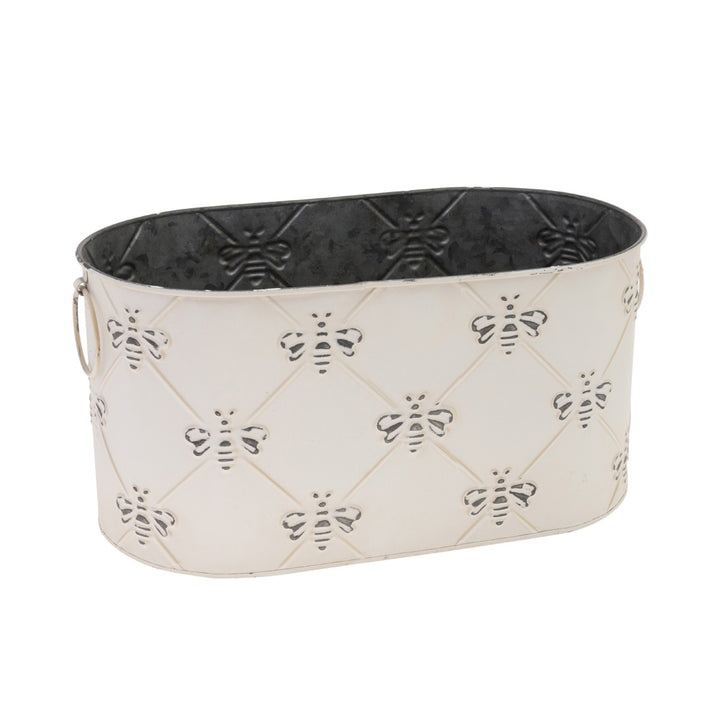 Oval Distressed Bee Buckets (Set of 2)