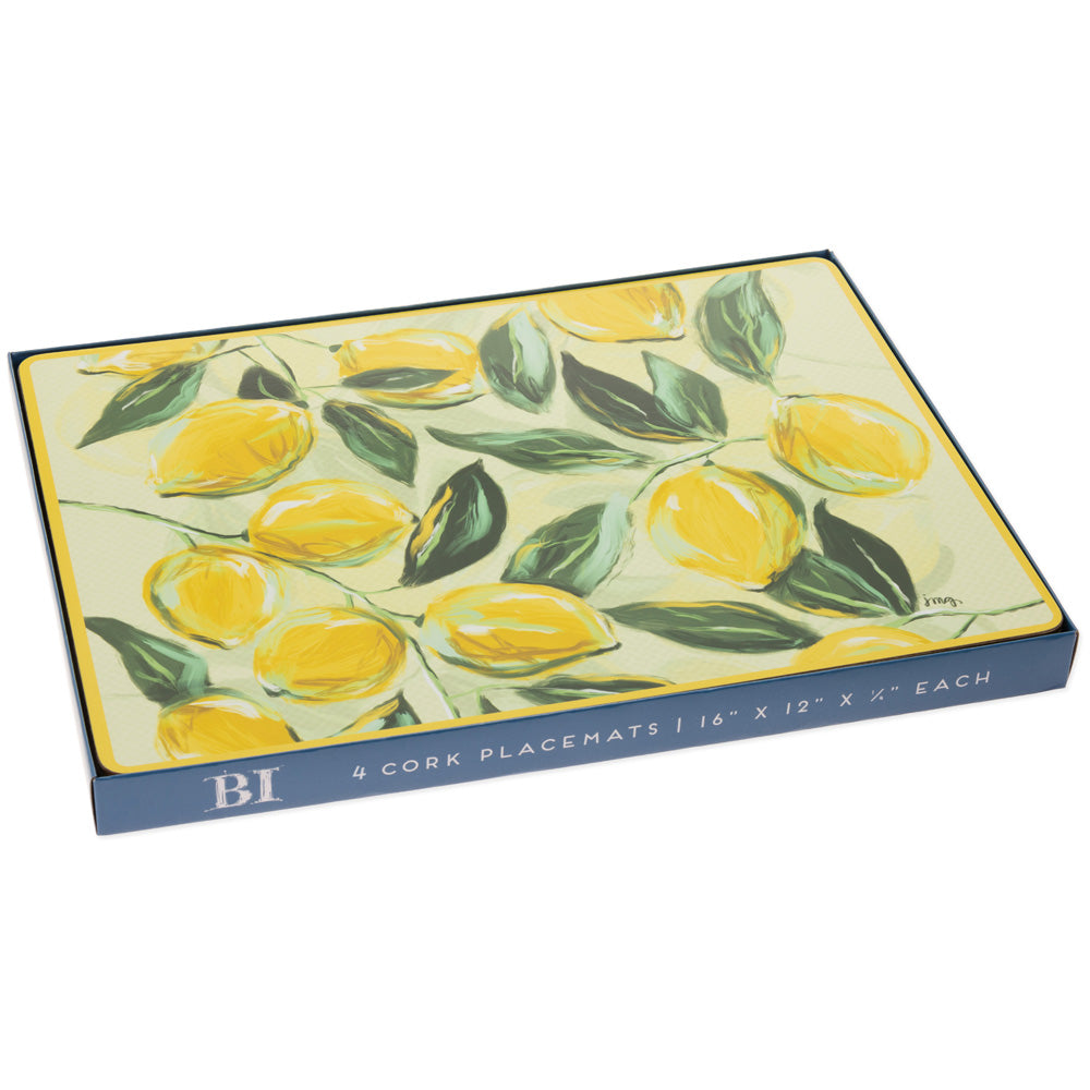 Painterly Lemons Cork Placemats Set Of 4