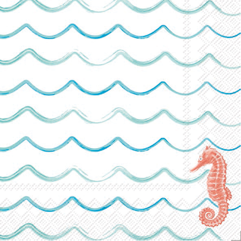 Seahorse Waves Cocktail Napkin