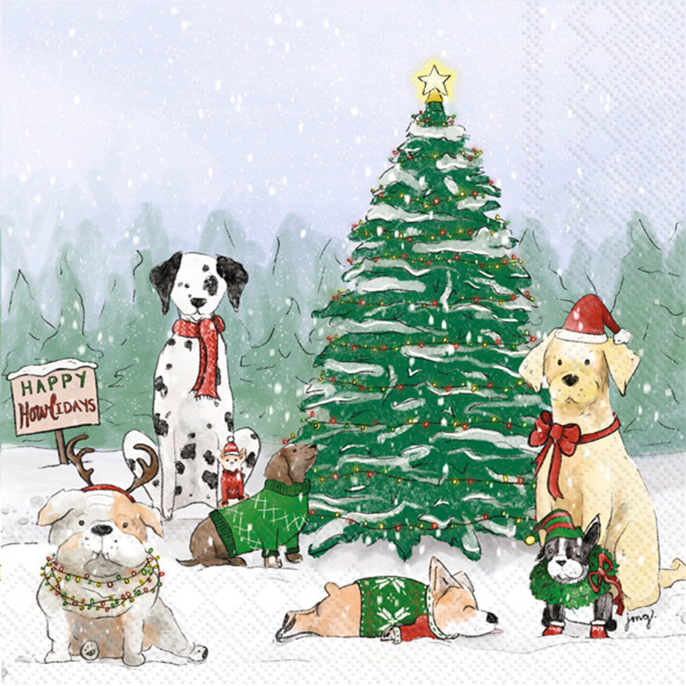Holiday Pups Cocktail Napkin