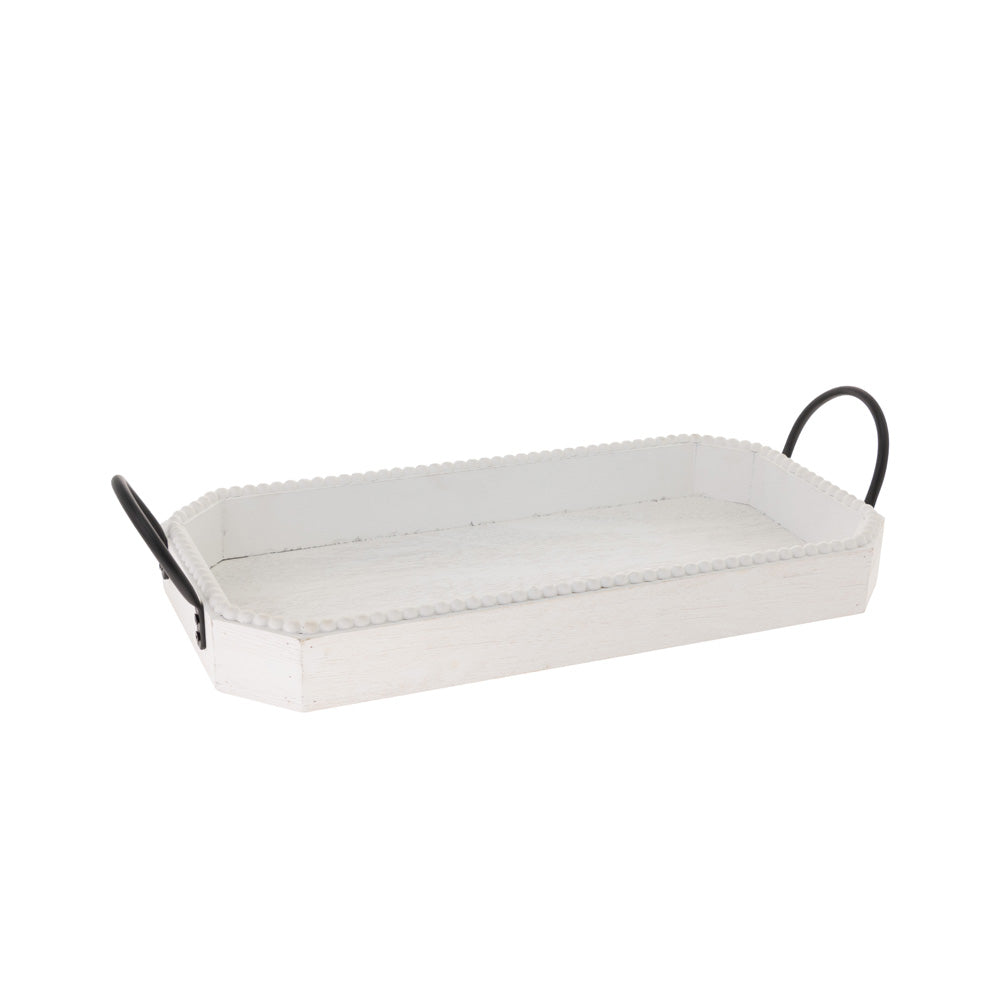 White Trays With Bead Edge (Set of 2)