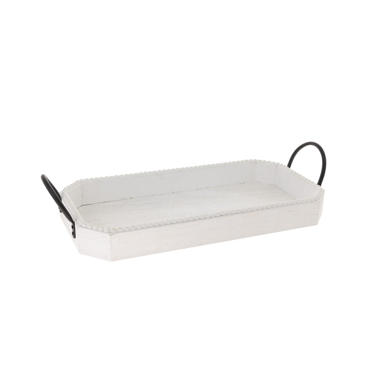 White Trays With Bead Edge (Set of 2)