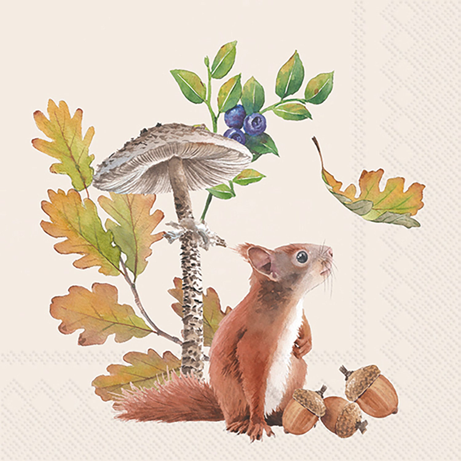 Fall Squirrel Cocktail Napkin