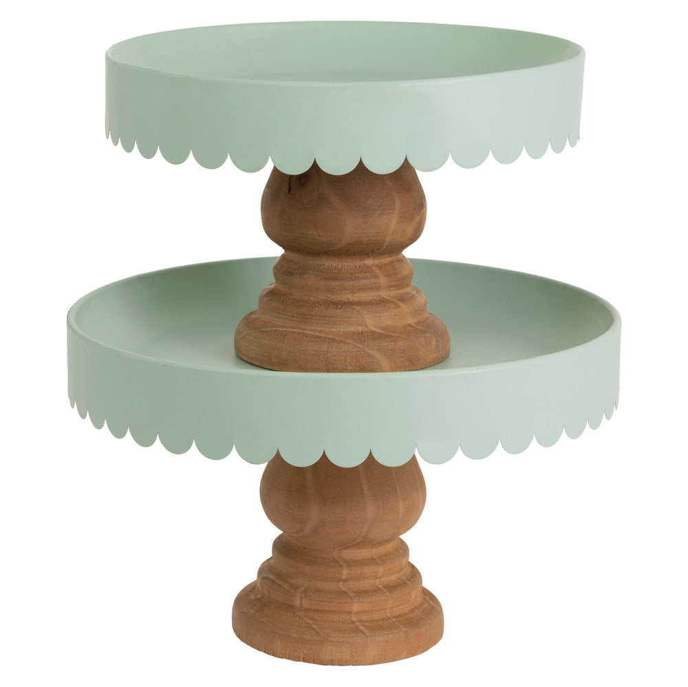 SAGE SCALLOP DECOR STANDS S/2