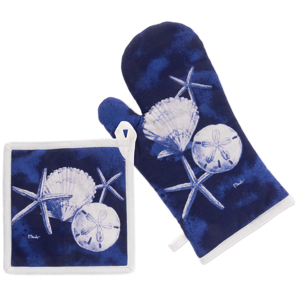 Dark Sea Pot Holder & Oven Mitt Set