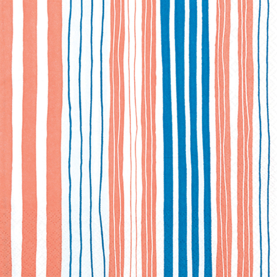 Wibbly Stripes Lunch Napkin Orange Blue