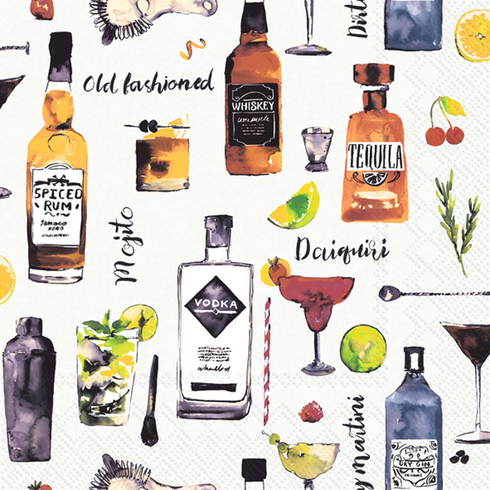 Cocktails For Him Cocktail Napkin Cream