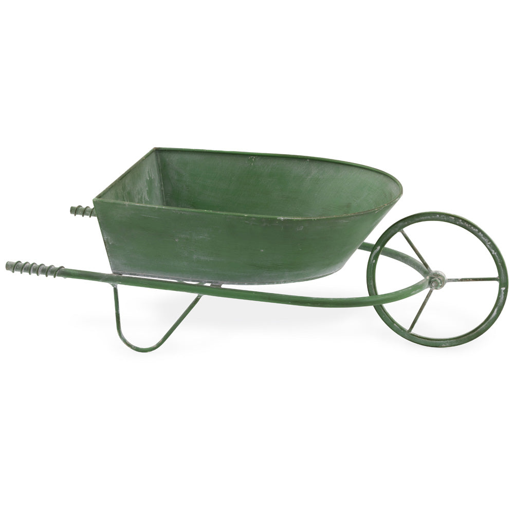 GREEN METAL WHEELBARROW