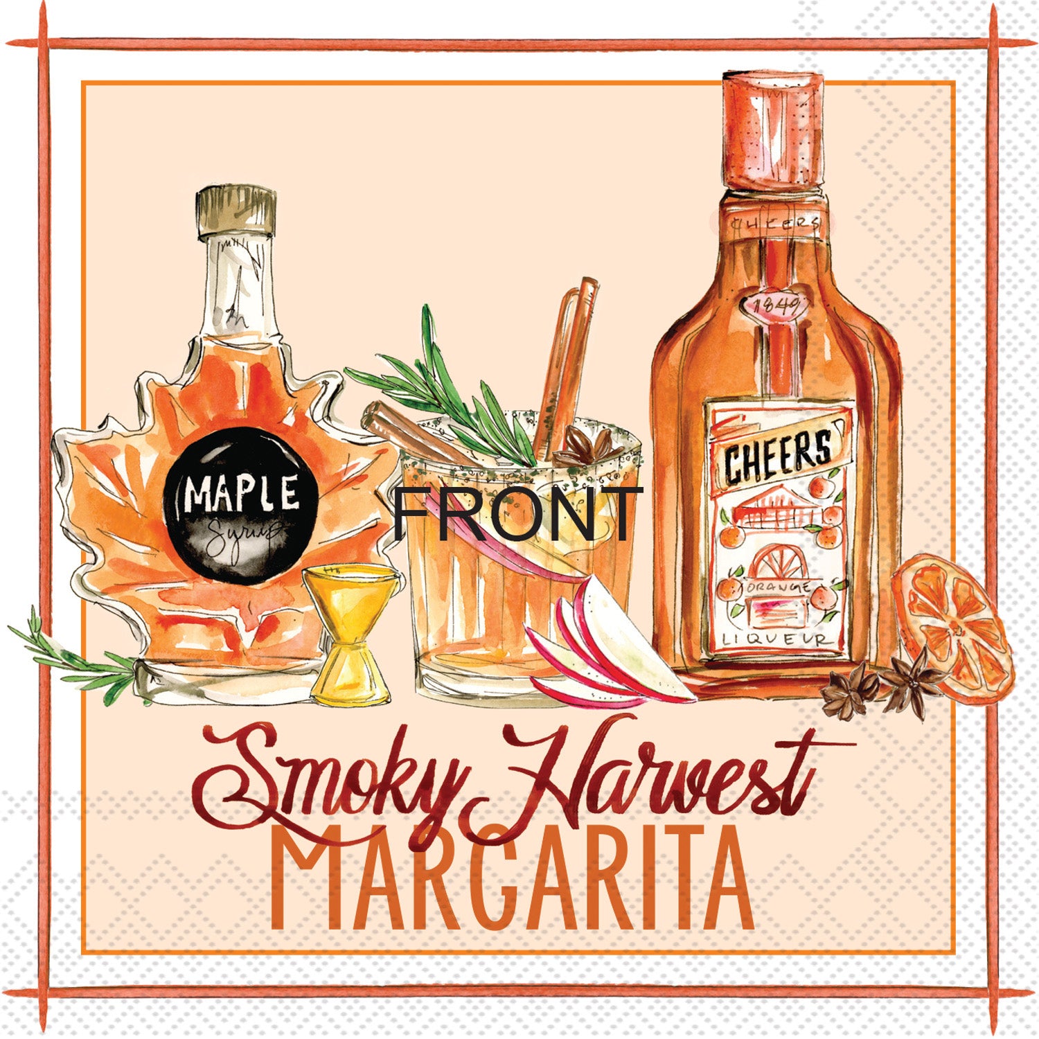 Smoky Harvest Margarita Cocktail Napkin