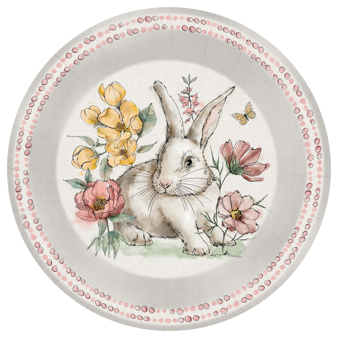 Garden Reverie Rabbit Dessert Plate round
