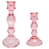 Pink Glass Candle Sticks