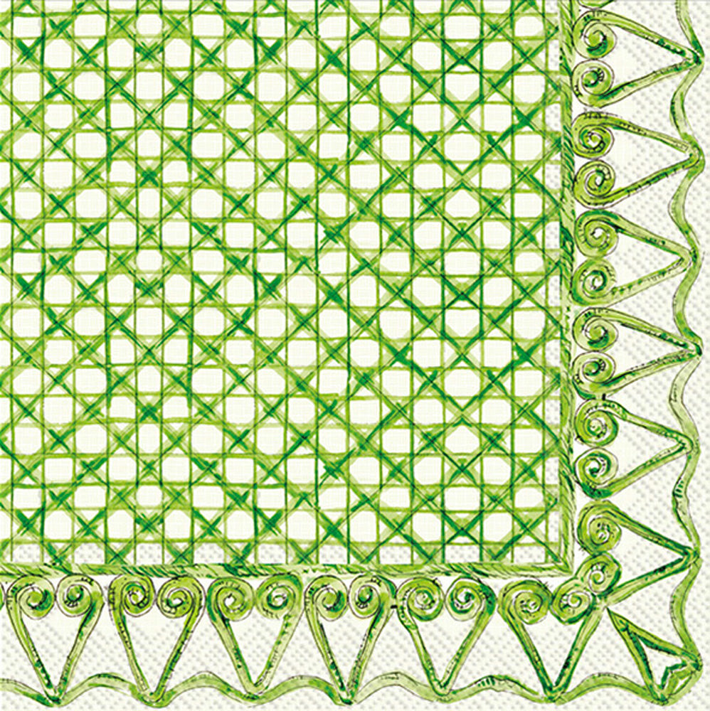 Botanical Cane Cocktail Napkin Green