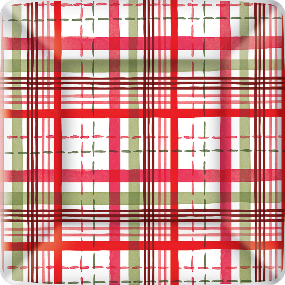 Merry Berry Plaid Square Dinner Plate