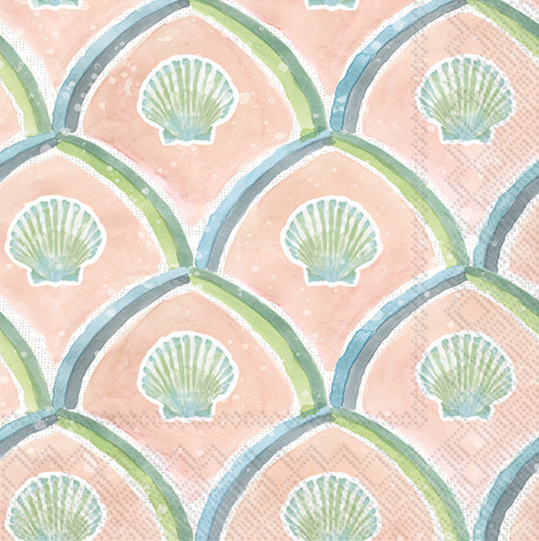 Watercolor Coast Shells Cocktail Napkin