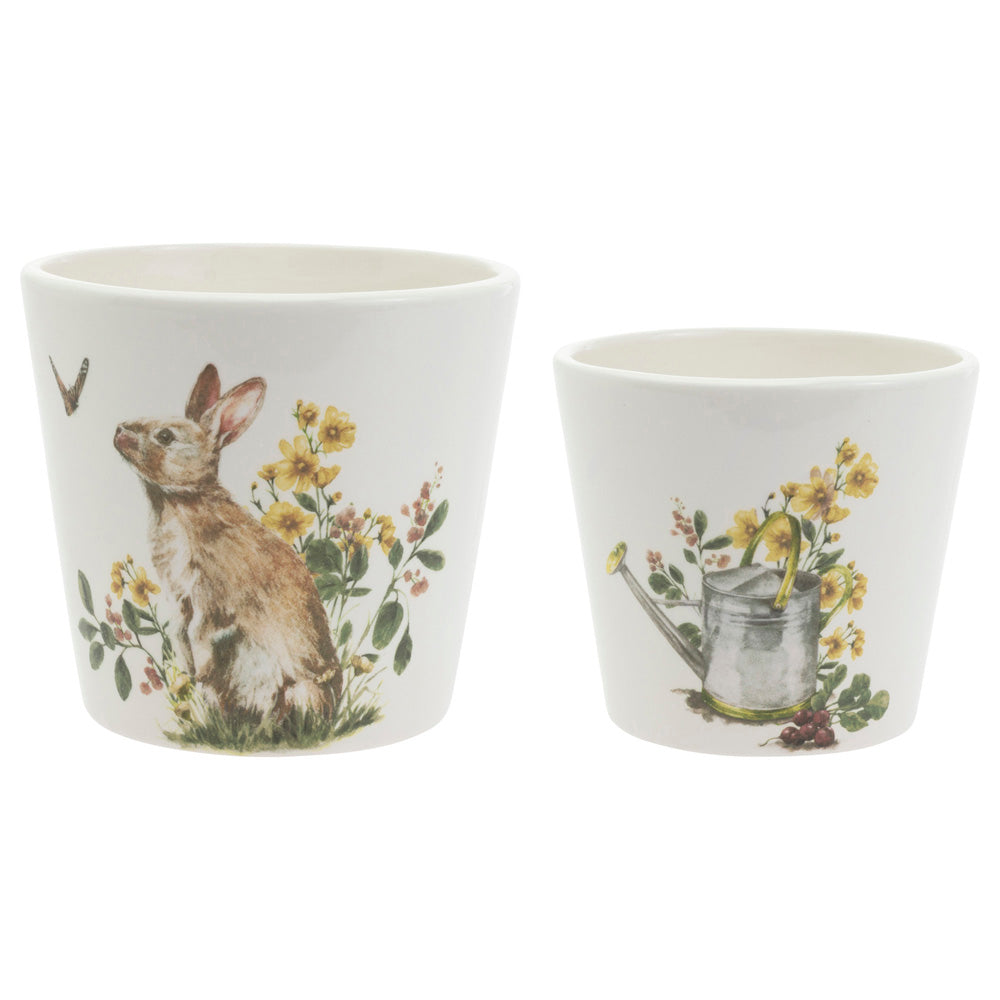 Garden Rabbit and Watering Can Pots