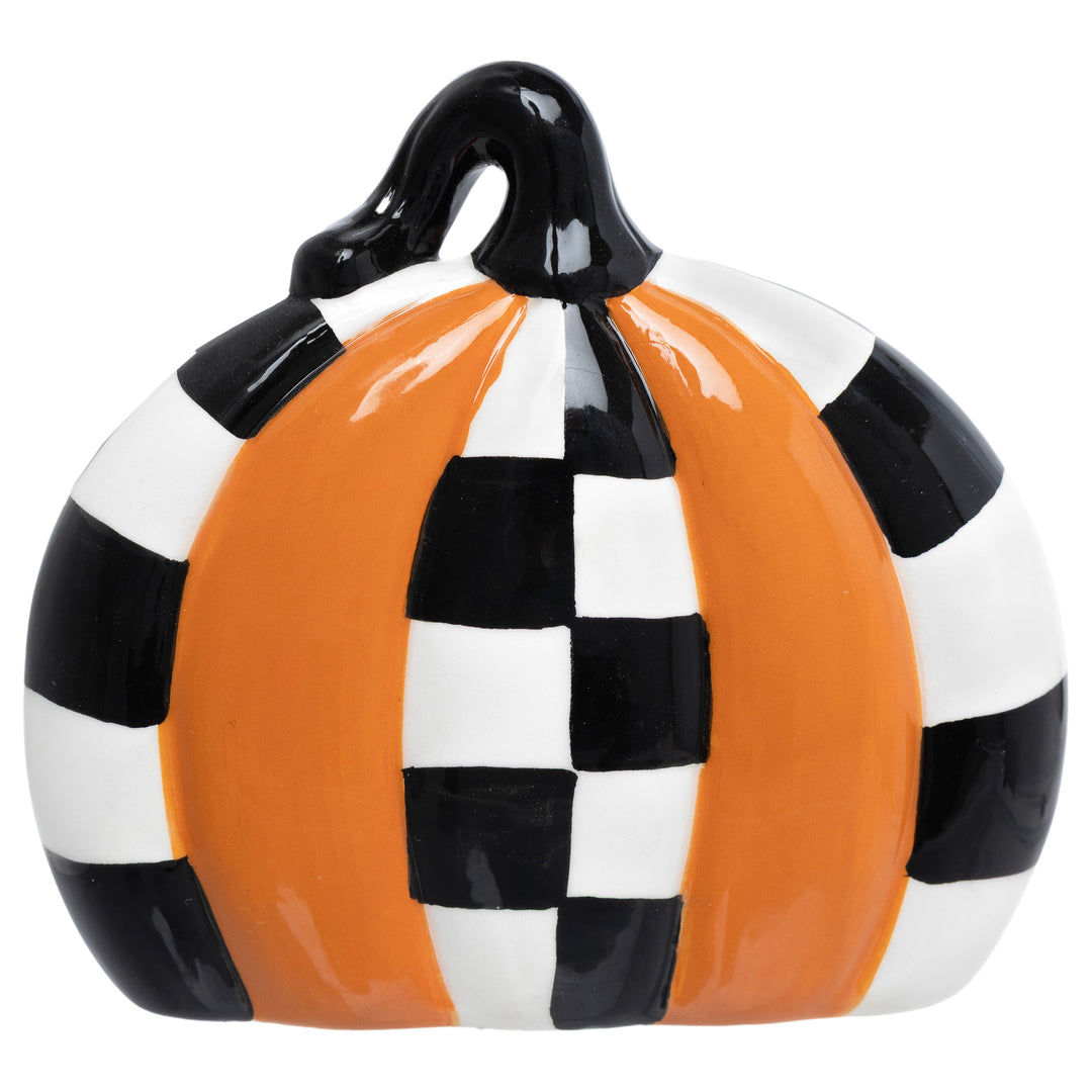 Halloween Check Ceramic Pumpkin