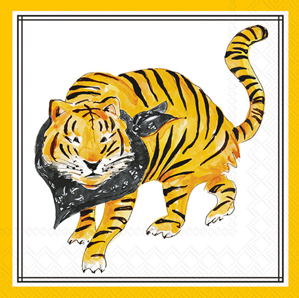 Black Prowling Tiger HP Cocktail Napkin