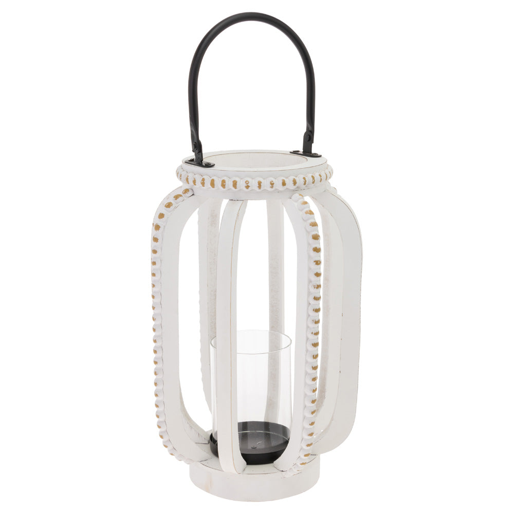 SLIM BEADED WHITE LANTERN