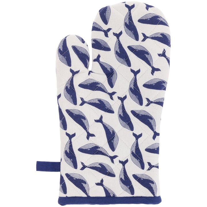 Navy Whale Oven Mitt / Pot Holder Set