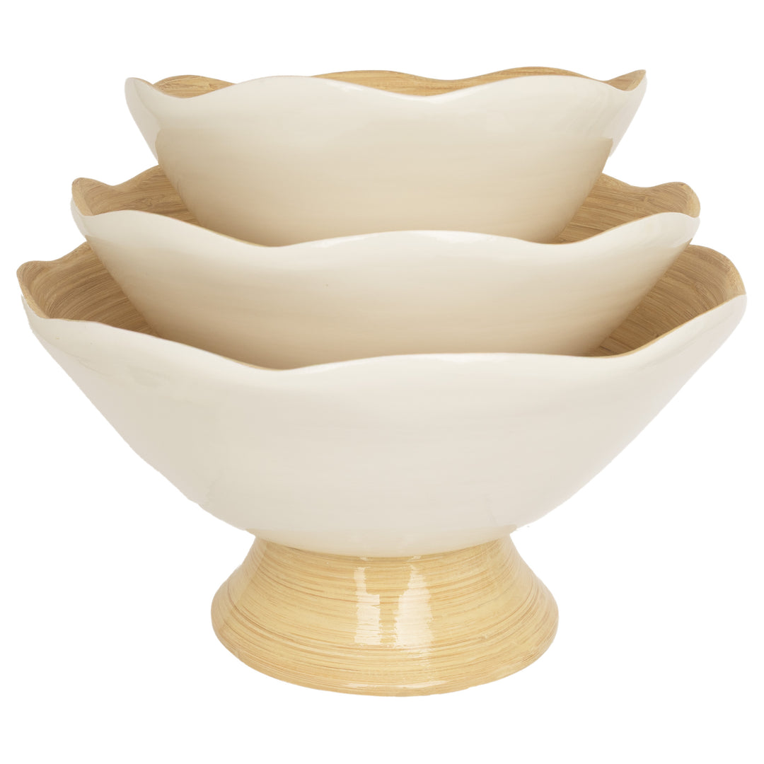 White Scallop Edge Bowl (Set of 3)