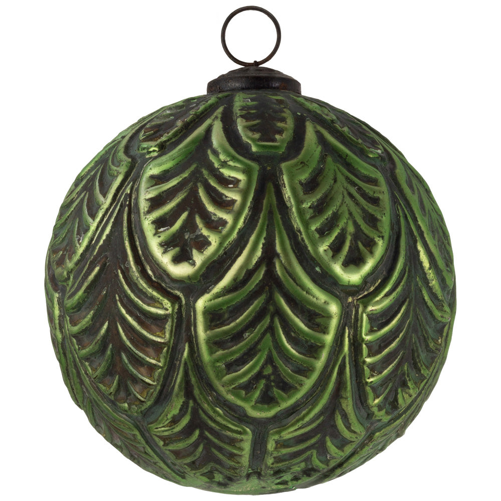 SMALL GRANDEUR GREEN GLASS ORNAMENT