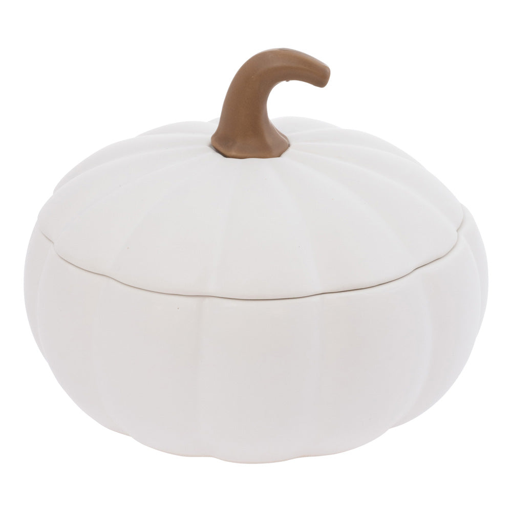 LARGE LIDDED WHITE PUMPKIN DISH