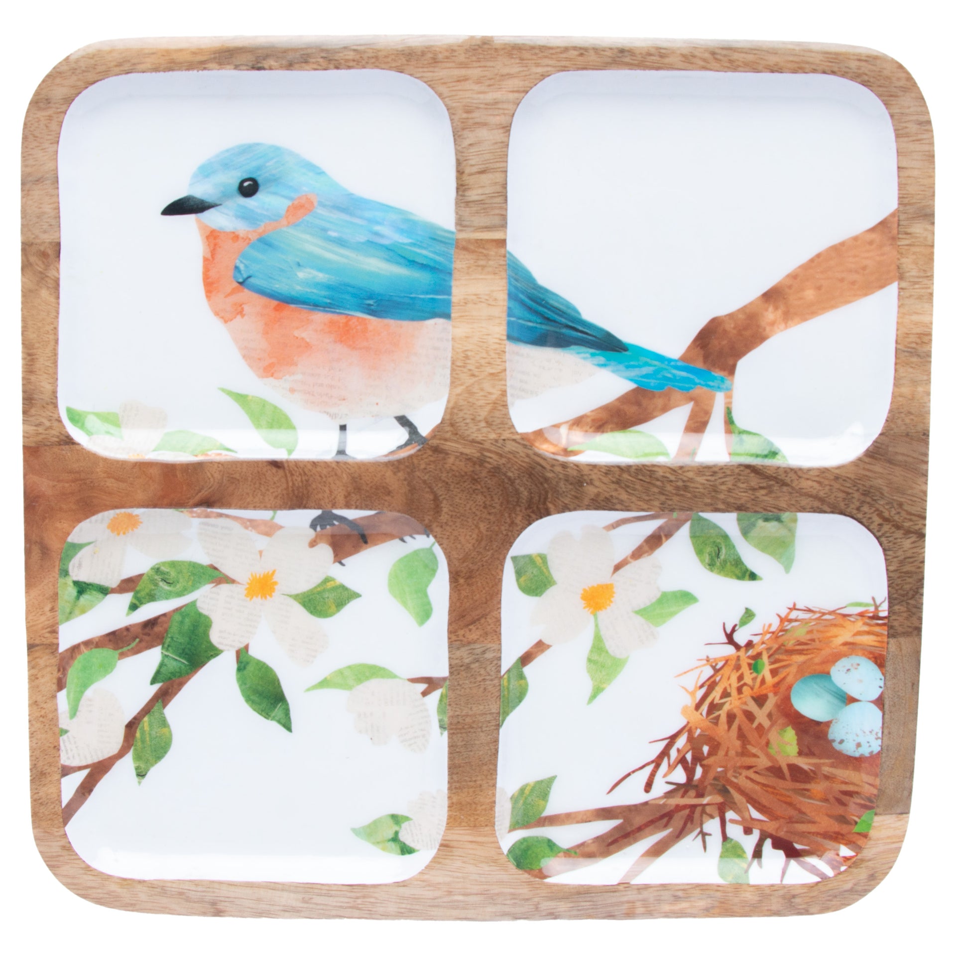 Eastern Bluebird 4 Sectioned Tray 12"