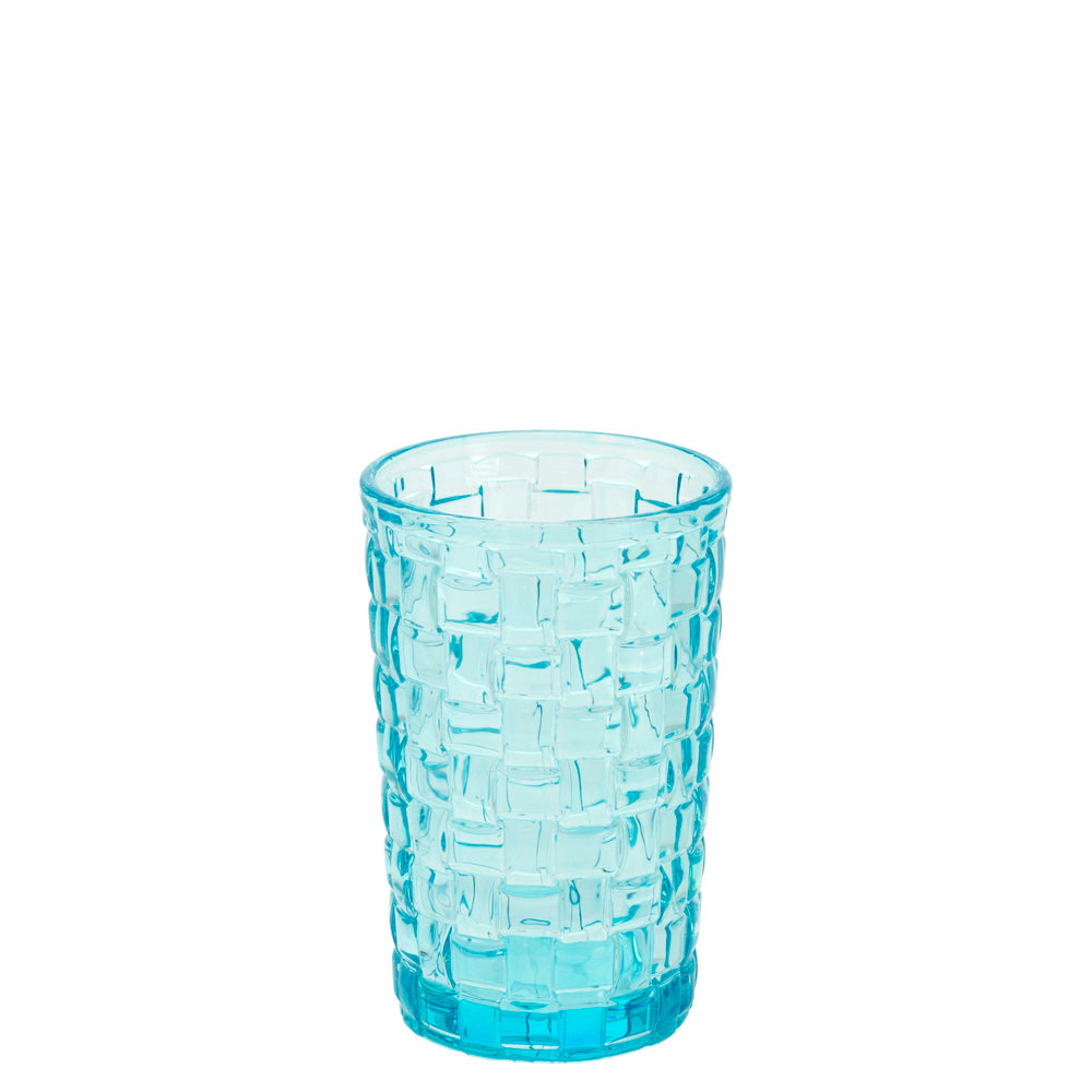 BLUE SEA BASKETWEAVE DRINKING GLASS