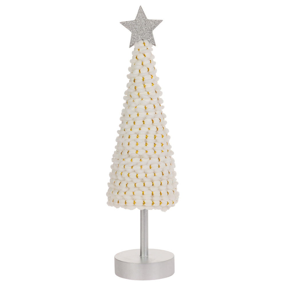 Large White and Gold Cone Tree With Star