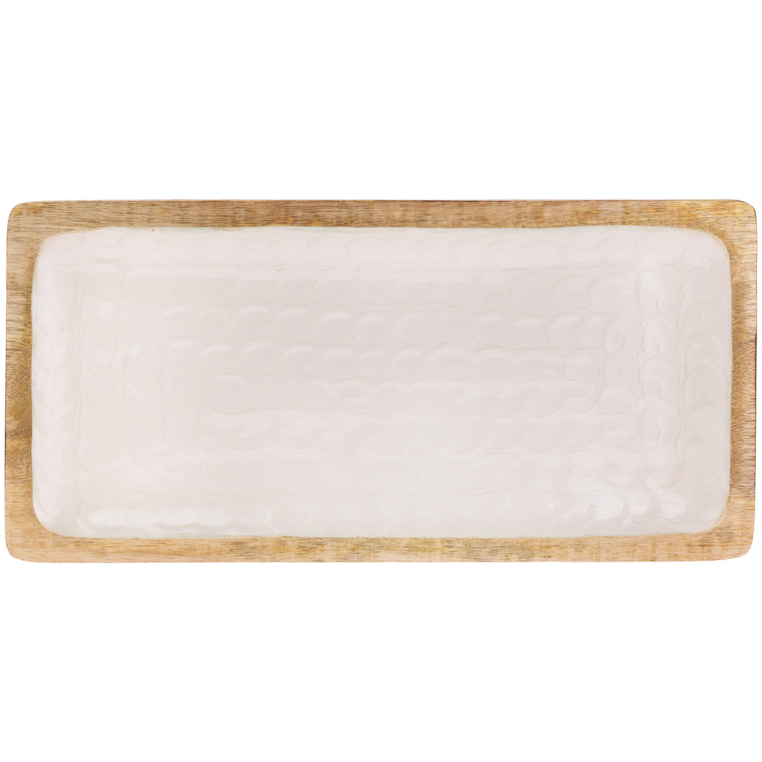 Mother Of Pearl Wood Rectangle Tray Large