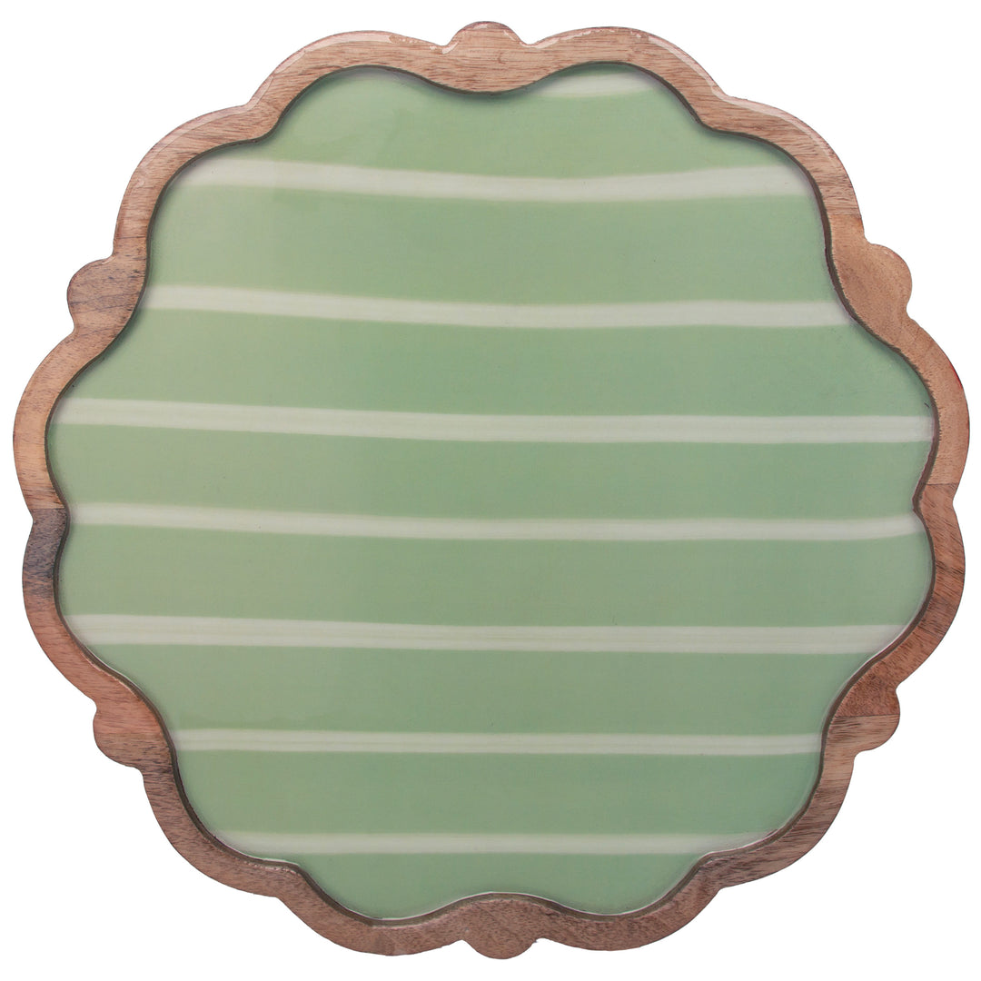 Green Wavy Edge Green Striped Platter