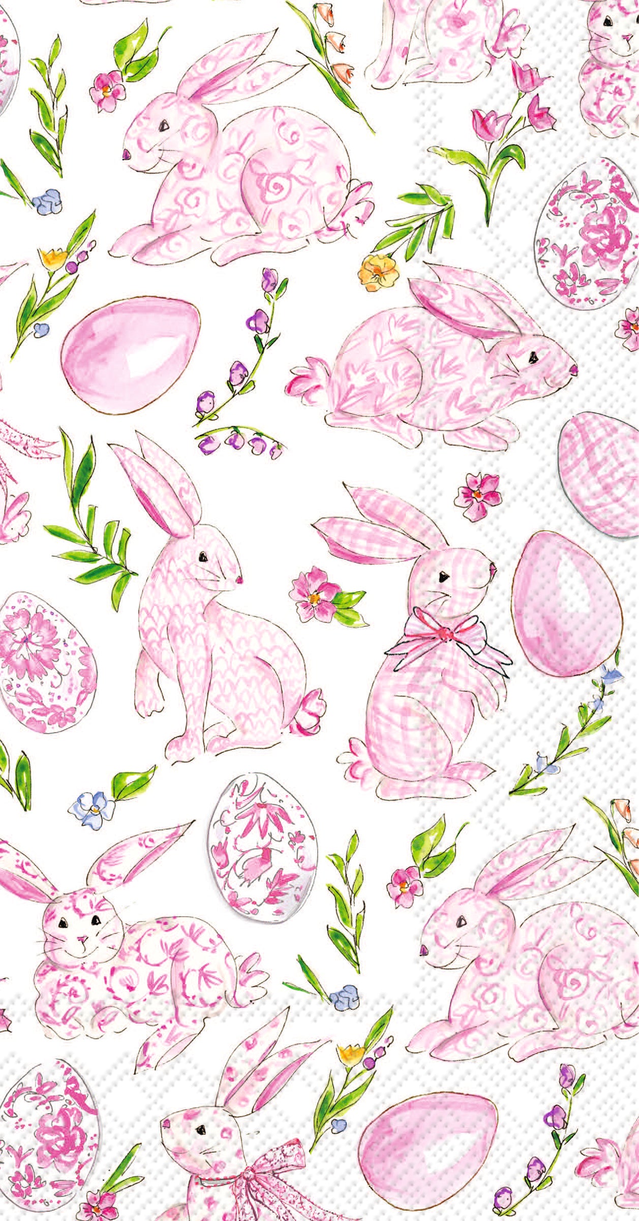 Pink Bunny Floral  Guest Towel