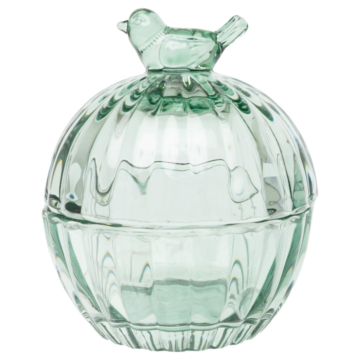 Bird Glass Covered Dish Small