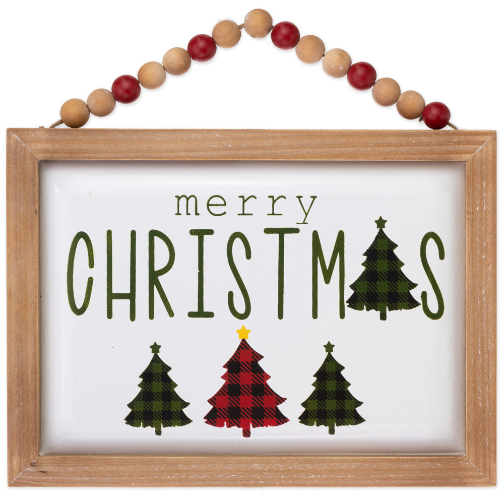 MERRY CHRISTMAS PLAID TREES SIGN