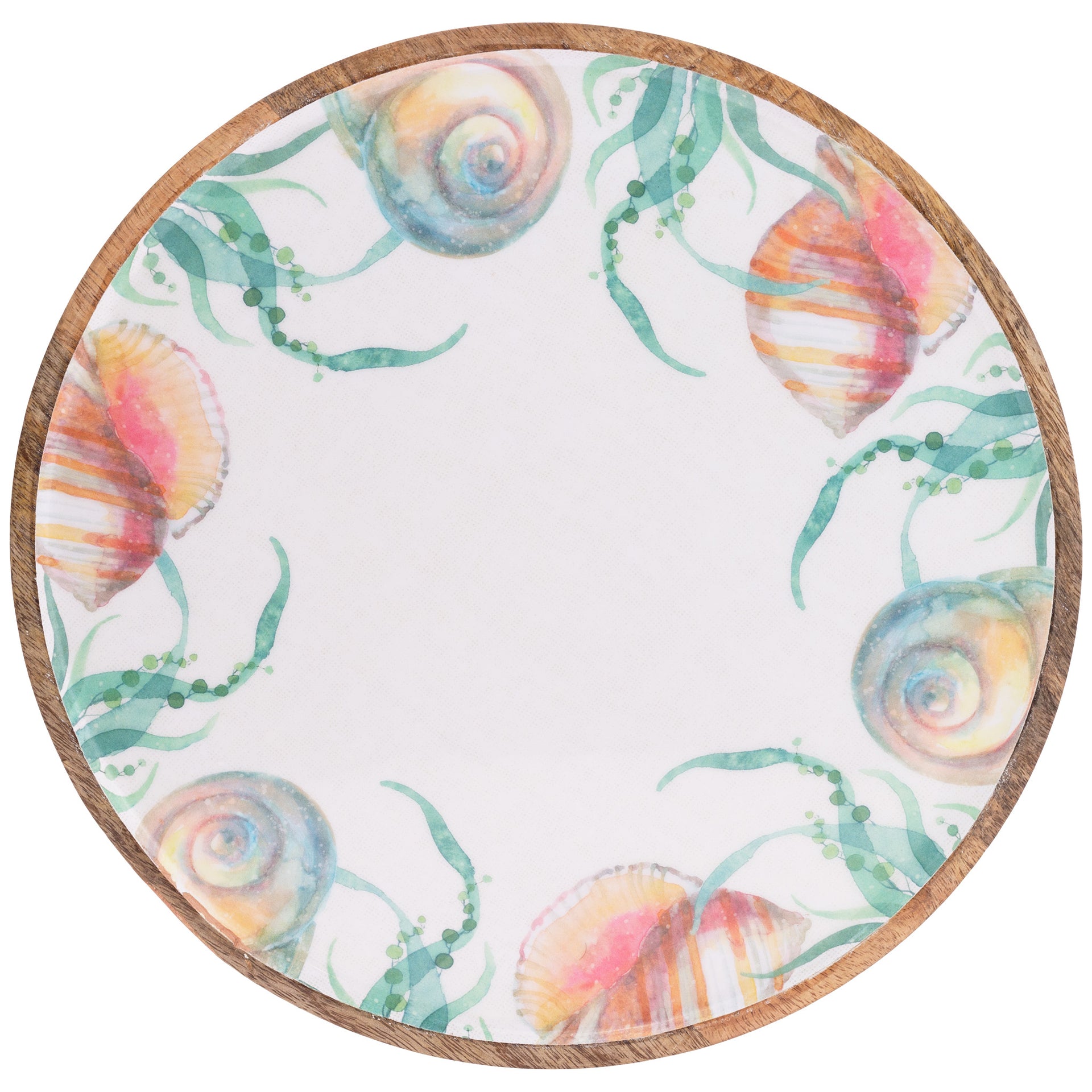 Aquamarine Wood Round Platter