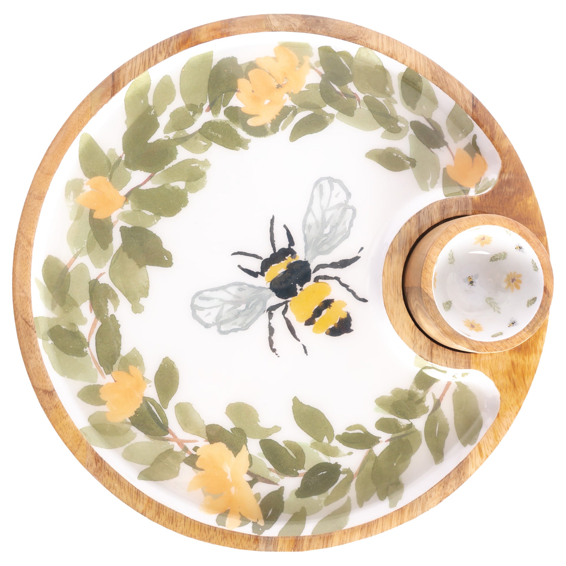 Bee Field Round Platter and Bowl