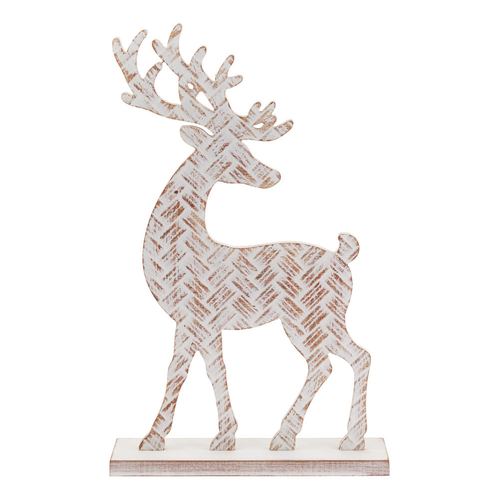 STANDING WHITE WASH BASKETWEAVE DEER