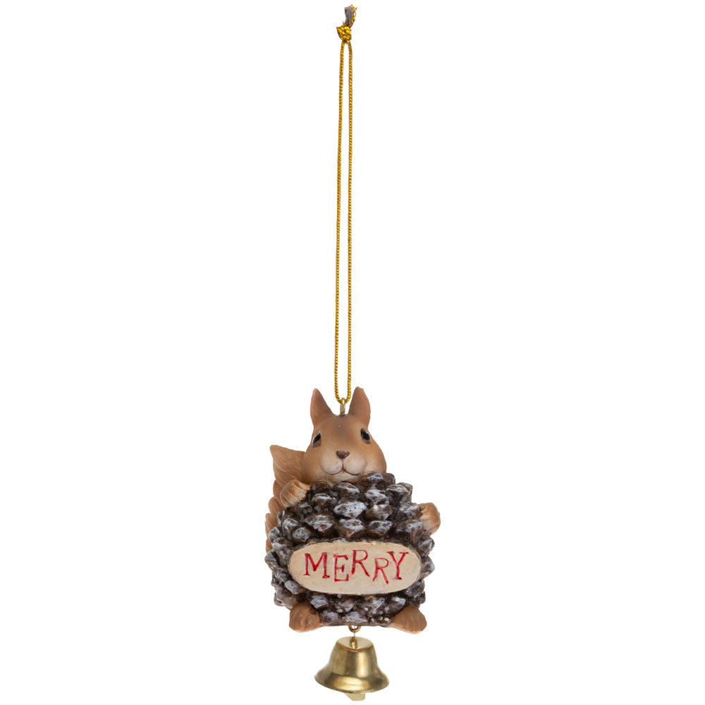 MERRY SQUIRREL ORNAMENT w BELL