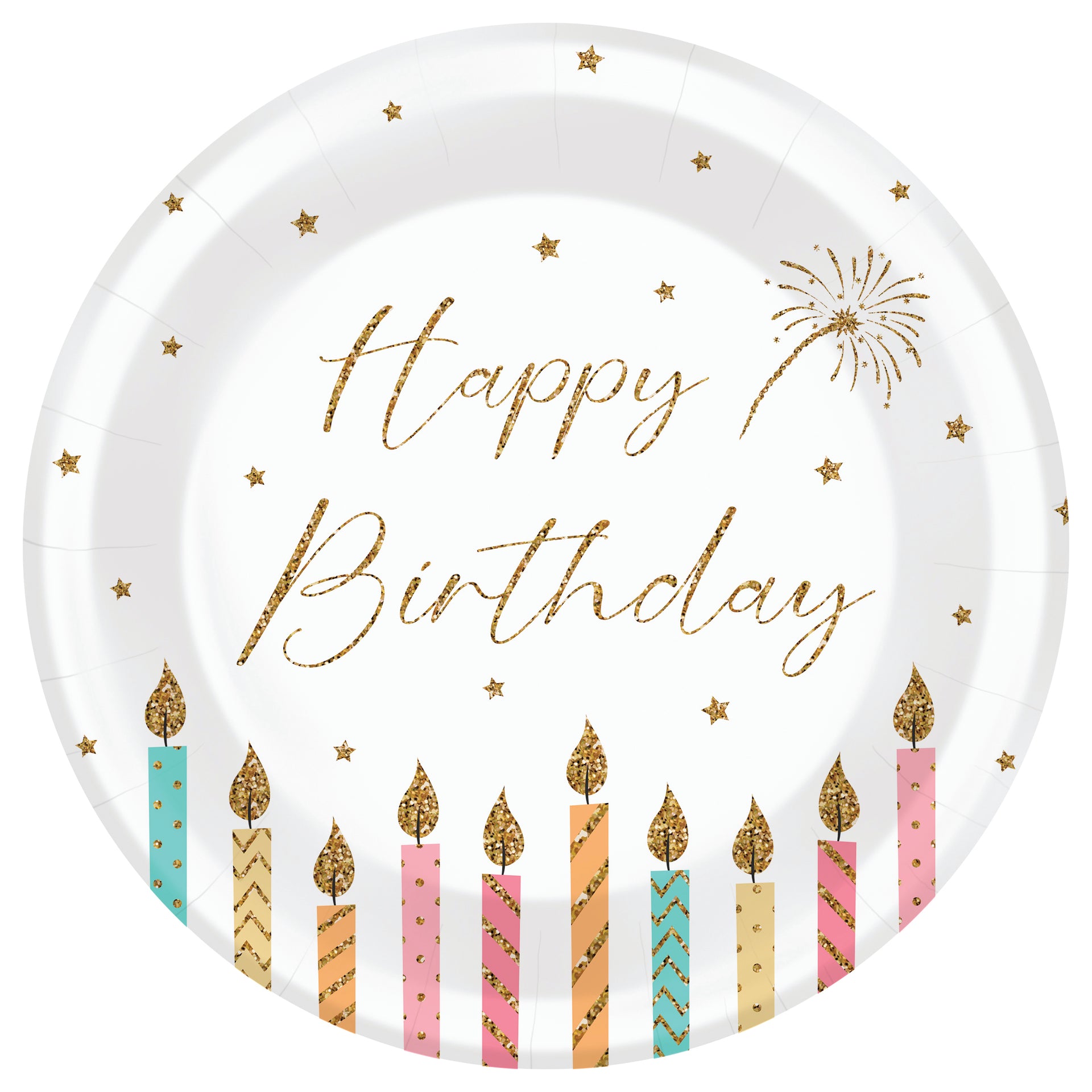 Happy Candles round Desert plate