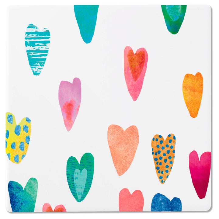 Rainbow Hearts Square Coasters