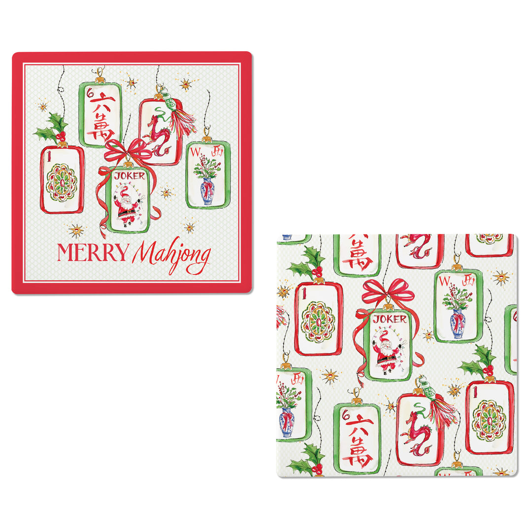 Merry Mahjong Square Coasters